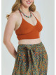 Gipe Detailed Waist Tied Petrol Plus Size Skirt 4589